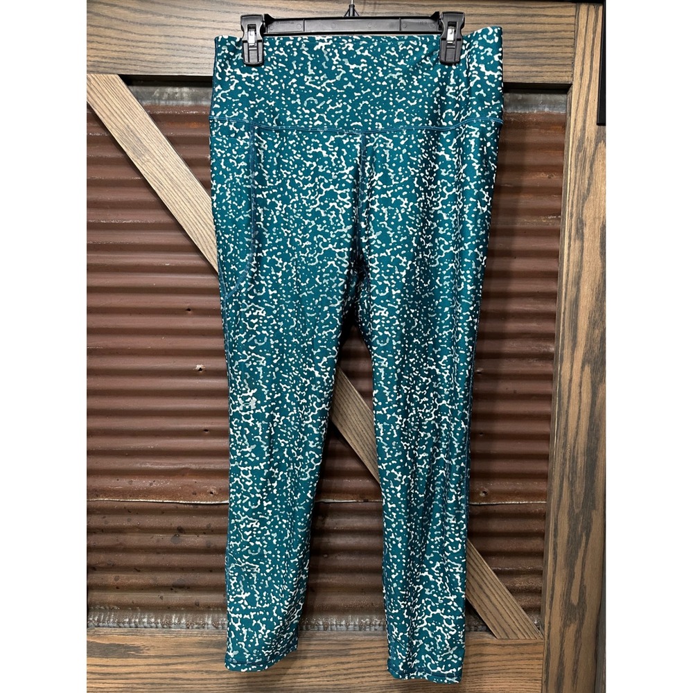 Under Armour Compression Leggings Womens 1X Teal Abstract Print Athletic Tight